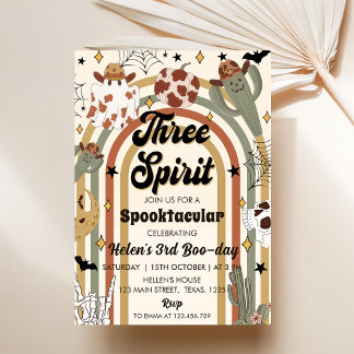 Three Spirit Groovy Cactus Halloween Einladung