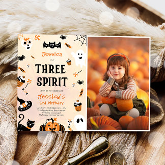 Three Spirit Halloween Niedlich Ghost Birthday Par Einladung