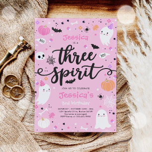 Three Spirit Niedlich Halloween Ghost 3. Geburtsta Einladung