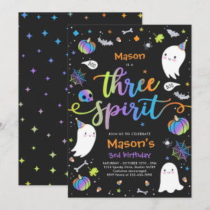 Three Spirit Niedlich Halloween Ghost 3. Geburtsta Einladung