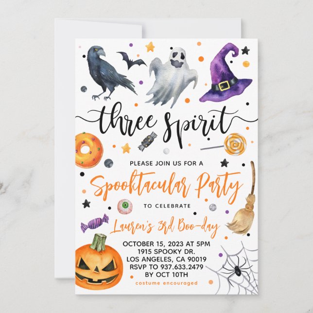 Three Spirit Spooky Halloween Einladung (Vorderseite)