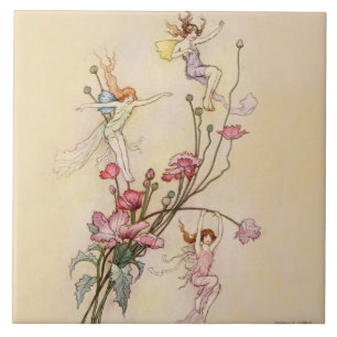 „Three Spirits Mad With Joy“ von Warwick Goble Fliese
