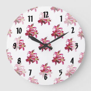 Three Stargazer Lilies Große Wanduhr