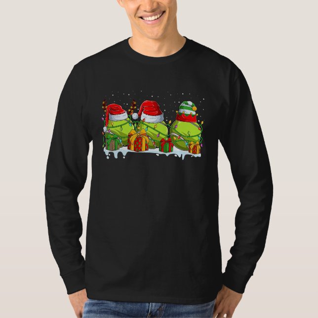 Three Tennis Ball Santa ELF Reindeer Christmas Lig T-Shirt (Vorderseite)