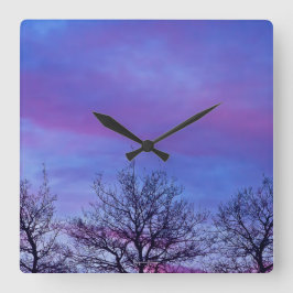 Three Tree Tops Quadratische Wanduhr