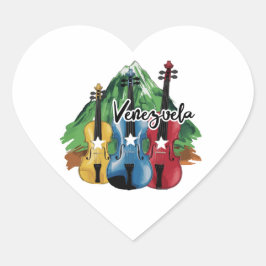 three Venezuelan violins Herz-Aufkleber