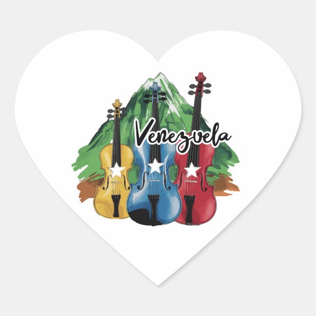 three Venezuelan violins Herz-Aufkleber (Vorderseite)