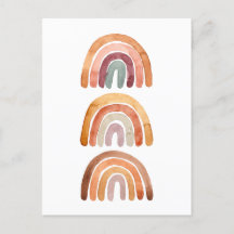 Three Watercolor Earthy Modern Boho Rainbow