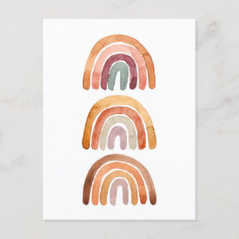Three Watercolor Earthy Modern Boho Rainbow  Postkarte