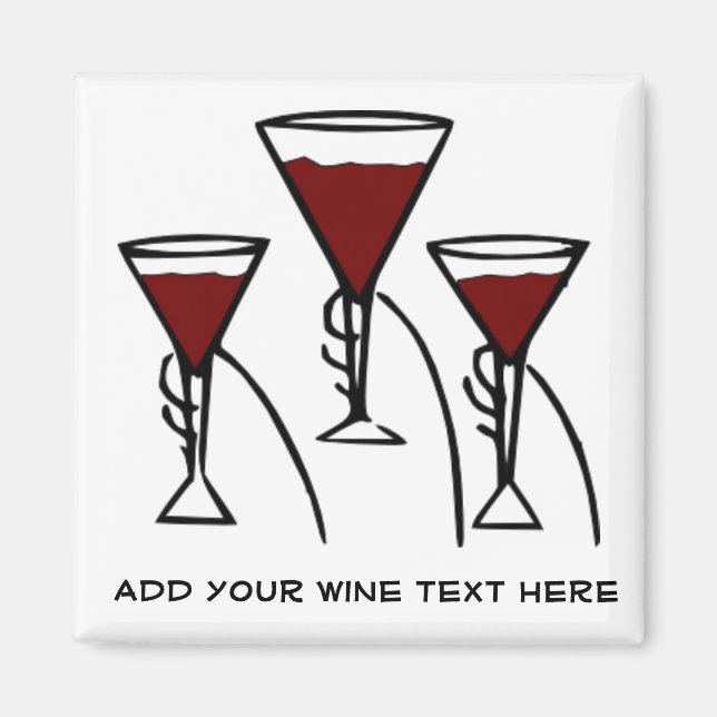 Three Wine Glasses in Hands Cartoon Magnet (Vorne)