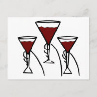 Three Wine Glasses in Hands Cartoon