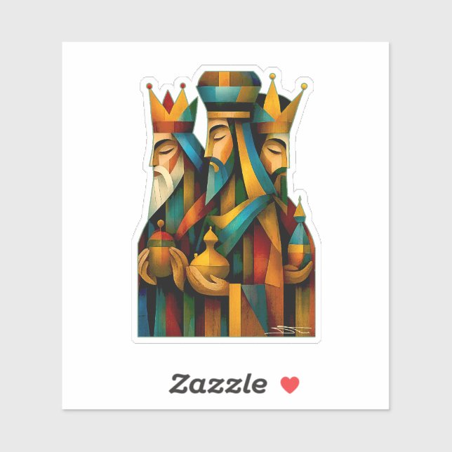 Three Wise Men Abstract Nativity Art  Aufkleber (Blatt)