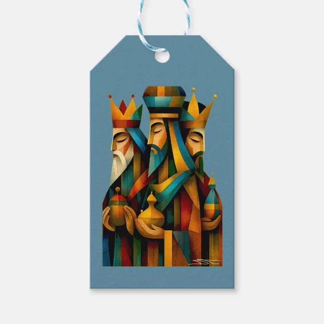 Three Wise Men Abstract Nativity Art  Geschenkanhänger (Vorderseite)