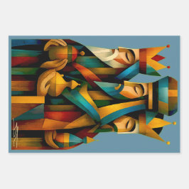 Three Wise Men Abstract Nativity Art Geschenkpapier Set