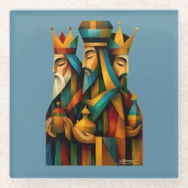 Three Wise Men Abstract Nativity Art Glasuntersetzer