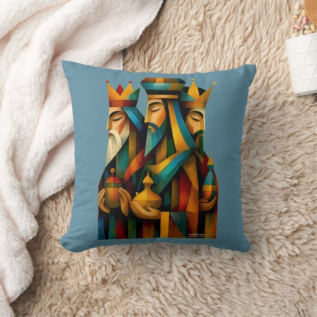 Three Wise Men Abstract Nativity Art Kissen (Decke)