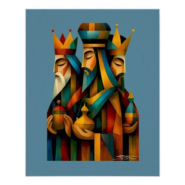 Three Wise Men Abstract Nativity Art Poster (Vorderseite)