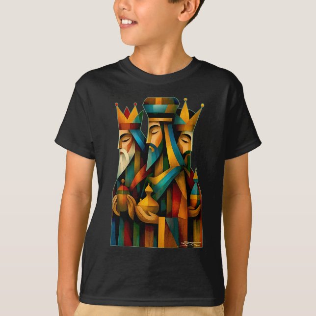 Three Wise Men Abstract Nativity Art T-Shirt (Vorderseite)