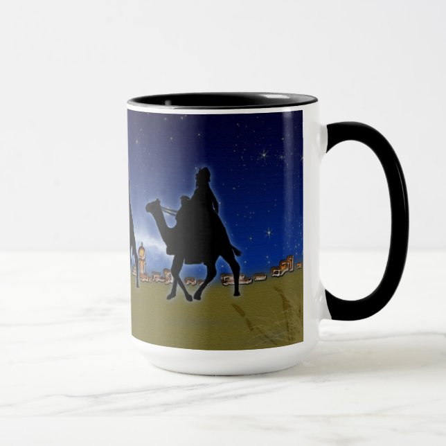 Three Wise Men & Bethlehem Weihnachtsdesign Tasse (Rechts)