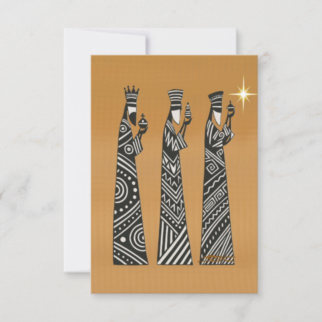 Three Wise Men Black & White Christmas Nativity Einladung (Vorderseite)