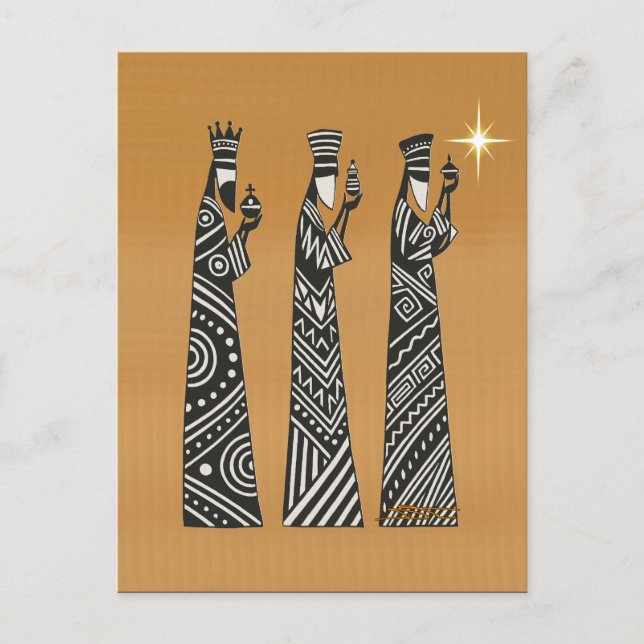 Three Wise Men Black & White Christmas Nativity Postkarte (Vorderseite)