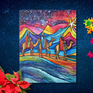 Three Wise Men Colorful Christmas Holiday 