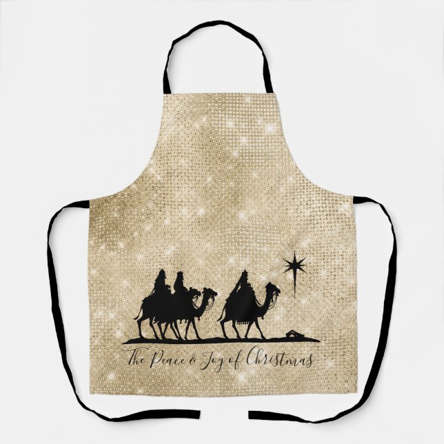 Three Wise Men Silhouette Black/Gold ID424 Schürze (Vorderseite)