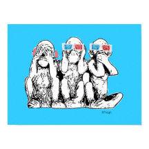 Three Wise Monkeys 3D Specs Pop Art Poster Print