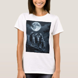 Three Wolves Howling at the Full Moon - Three Wolf T-Shirt
