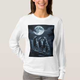 Three Wolves Howling at the Full Moon - Three Wolf T-Shirt