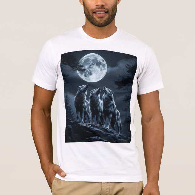 Three Wolves Howling at the Full Moon - Three Wolf T-Shirt (Vorderseite)