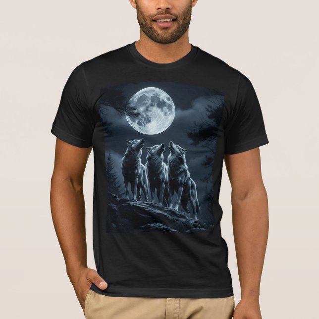 Three Wolves Howling at the Full Moon - Three Wolf T-Shirt (Vorderseite)