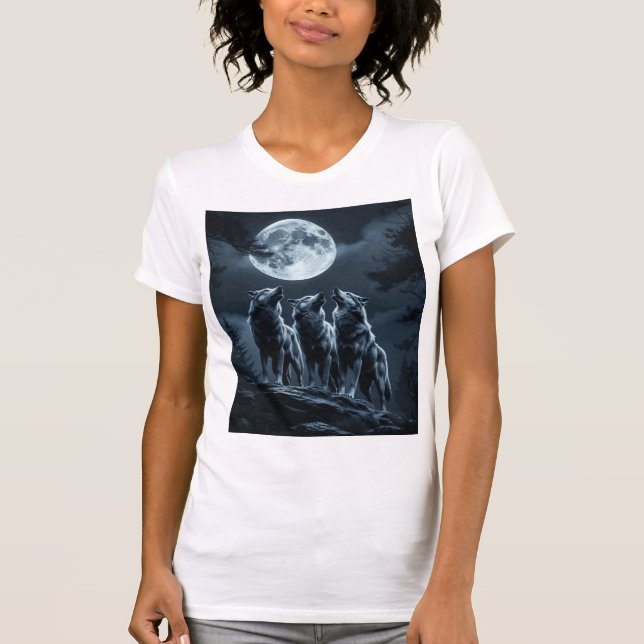 Three Wolves Howling at the Full Moon - Three Wolf T-Shirt (Vorderseite)
