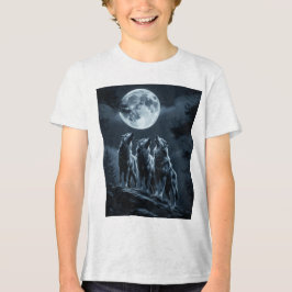 Three Wolves Howling at the Full Moon - Three Wolf Tri-Blend Shirt