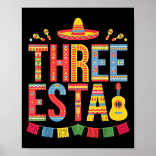 Threeesta 3. Geburtstagsfiesta Sombrero mexikanisc Poster