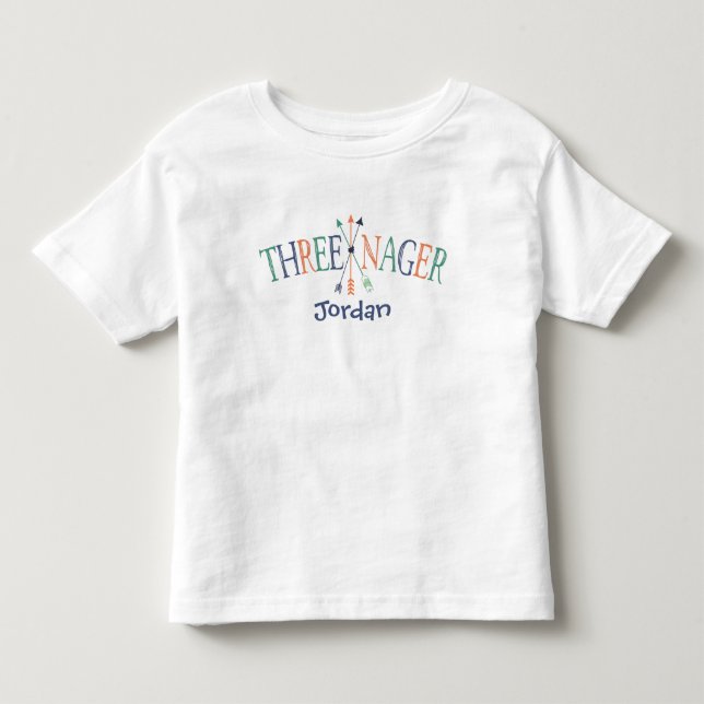 "Threenager" Personalisiert 3 Jahre alt Kleinkind T-shirt (Vorderseite)