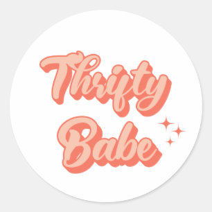 Thrifty Babe Retro Runder Aufkleber