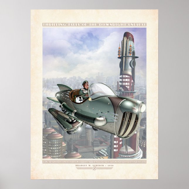 Thrilling Tales: Gwen in ihrem Hepmobile (18x24") Poster (Vorne)