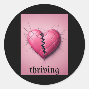 Thriving Valentine Broken Heart Runder Aufkleber