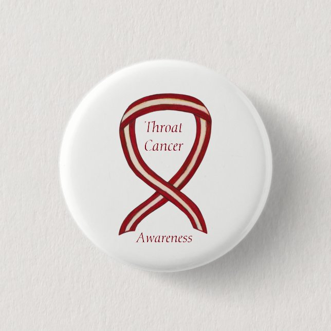 Throat Cancer Awareness Ribbon Streifen benutzerde Button (Vorderseite)