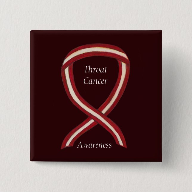 Throat Cancer Awareness Ribbon Streifen benutzerde Button (Vorderseite)