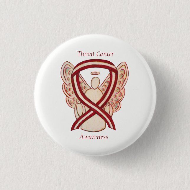Throat Cancer Awareness Ribbon Streifen Engel Butt Button (Vorderseite)