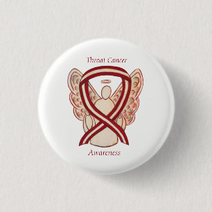 Throat Cancer Awareness Ribbon Streifen Engel Butt Button