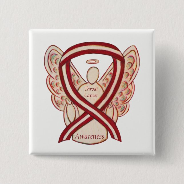 Throat Cancer Awareness Ribbon Streifen Engel Butt Button (Vorderseite)