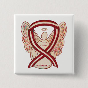 Throat Cancer Awareness Ribbon Streifen Engel Butt Button