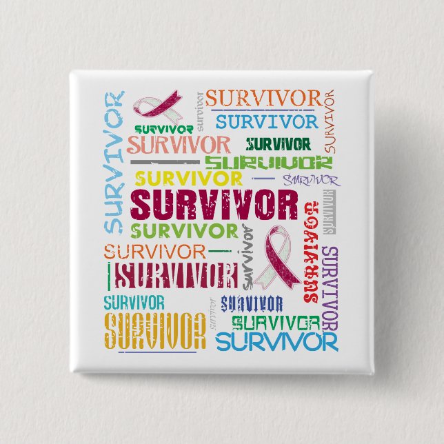 Throat Cancer Survivor Collage.png Button (Vorderseite)