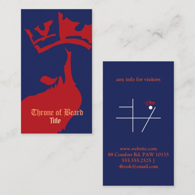Throne Red on DeepBlue Business Card Visitenkarte (Vorne/Hinten)