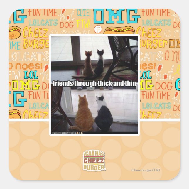 Through thick and thin quadratischer aufkleber (Vorderseite)