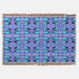 Throw Blanket Blue Butterfly & Hydrangeas Decke