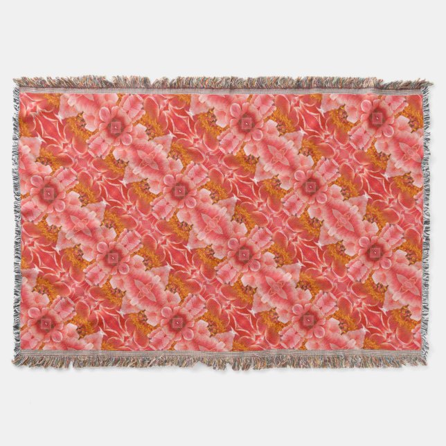 Throw Blanket Coral Peony Pattern Decke (Vorderseite)